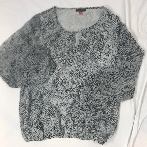 Vince Camuto Reptile Peep Faux Wrap Top - Picture 2 of 4